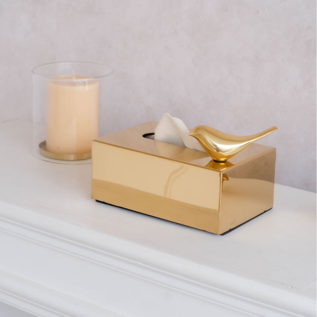 Small Metal Bird Figurines | Set of 2 |  Gold