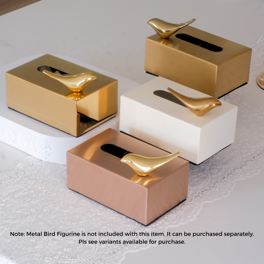 Modern tissue box holder available in Gold Matte, Gold Glossy, Rose Gold and White