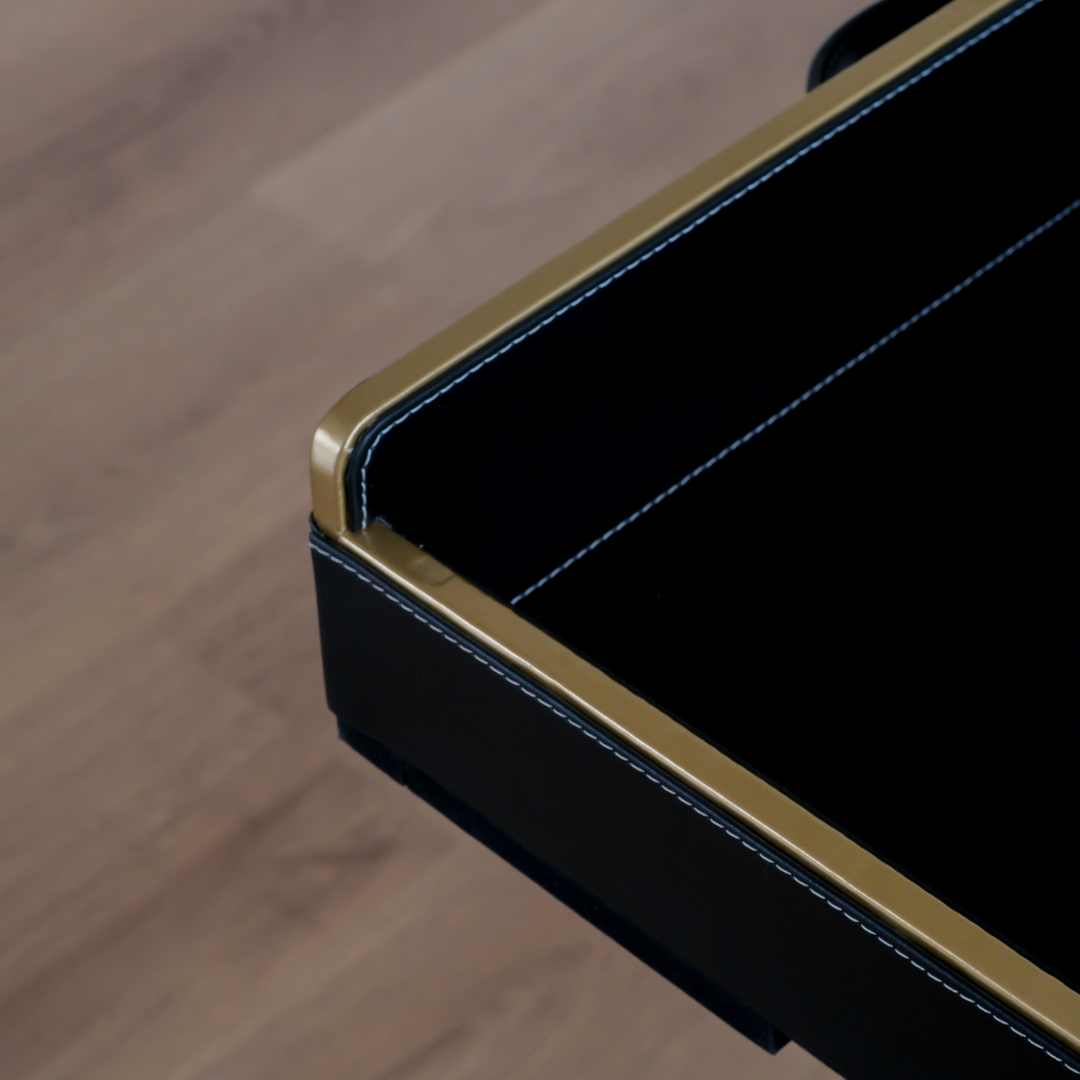 Luxury black butler tray table ideal for serving guests, afternoon tea, coffee and elegant home décor