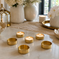 Contemporary gold tea light candle holders with elegant minimalist design