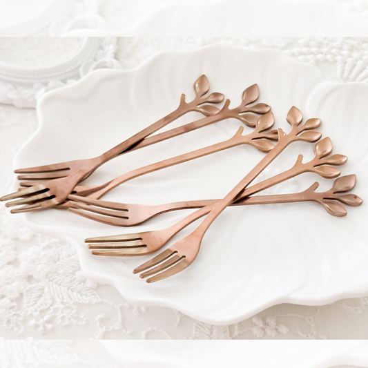 Modern leaf-inspired dessert forks for stylish table settings