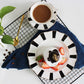 Elegant black and white striped tea cup and saucer collection with gold accents in luxury gift packaging