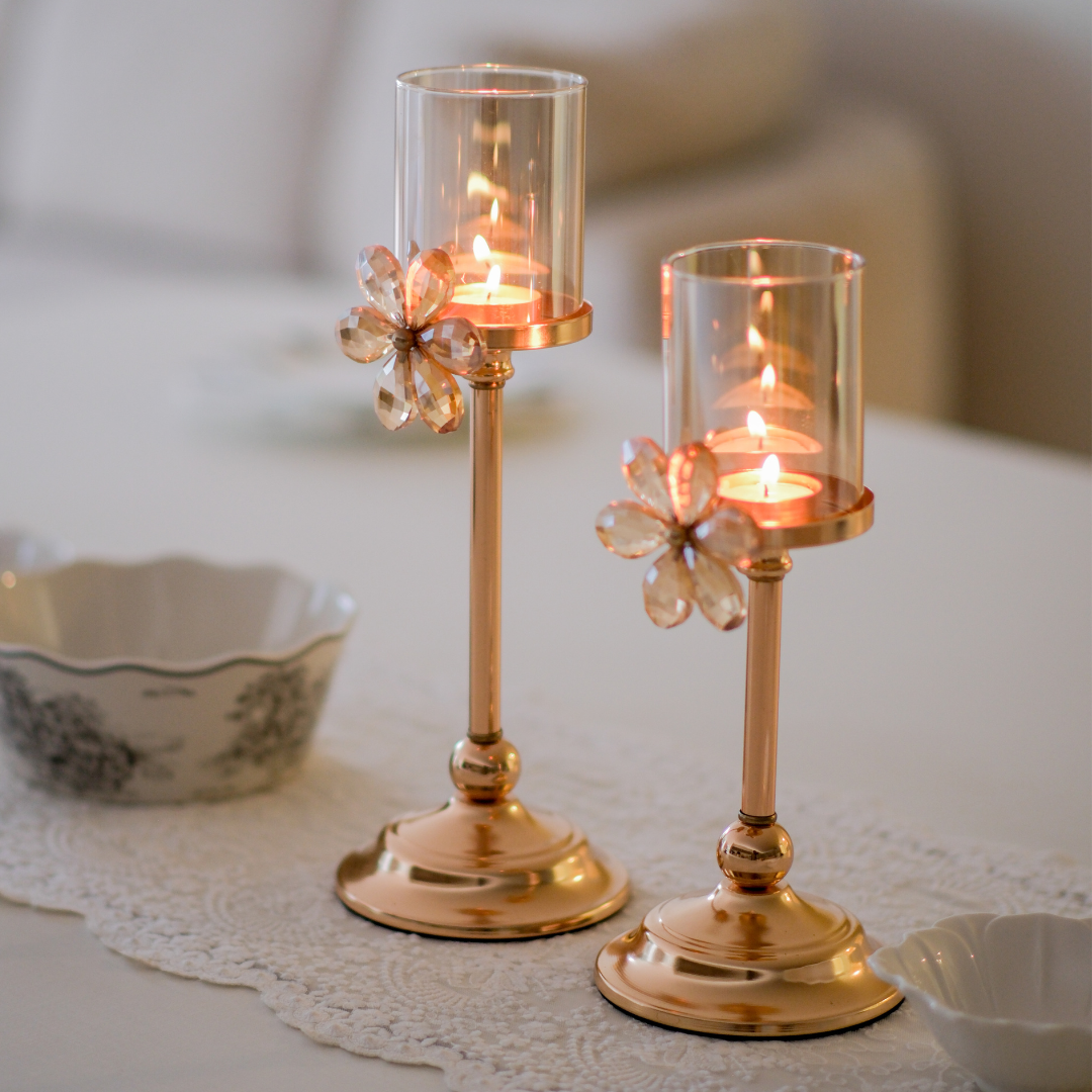 Crystal flower candle holder for housewarming gift