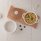 Modern white ceramic casserole with glass lid for pasta