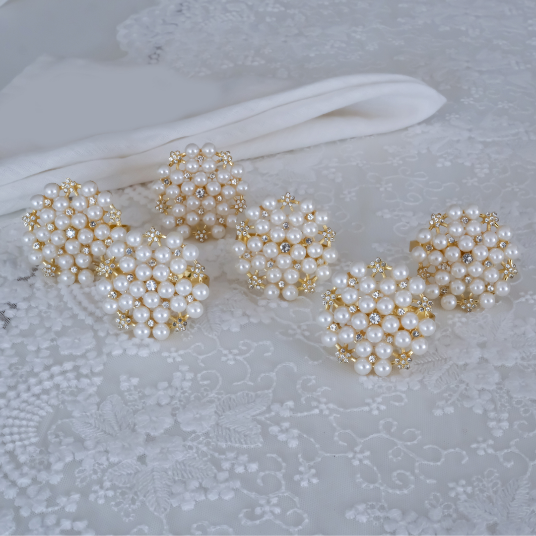 Napkin Rings | Pearl & Stonework | Set of 4, 6, or 8