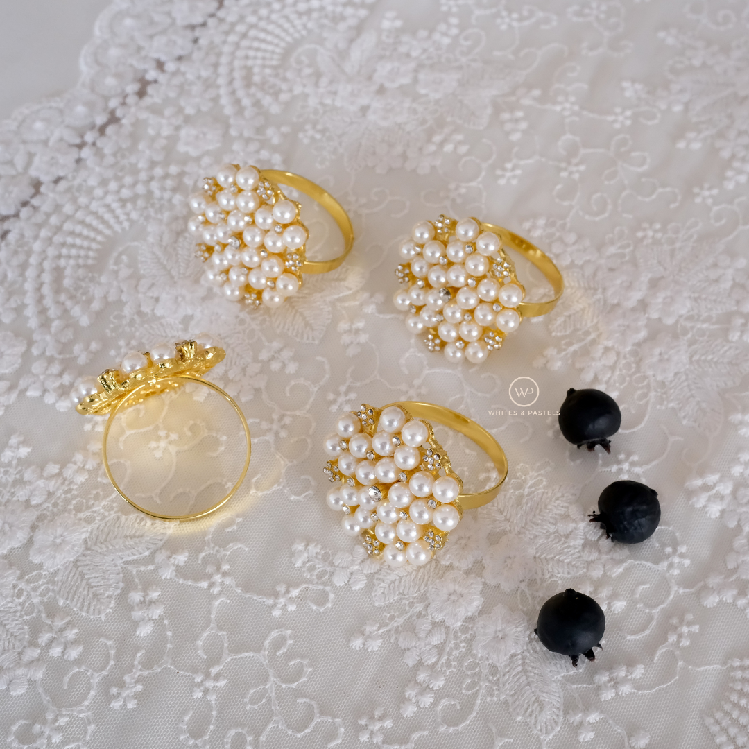 Napkin Rings | Pearl & Stonework | Set of 4, 6, or 8