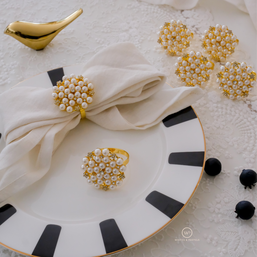 Napkin Rings | Pearl & Stonework | Set of 4, 6, or 8