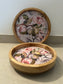 Tray cum Table - Wooden Side Table - Pastel Pink Flower design