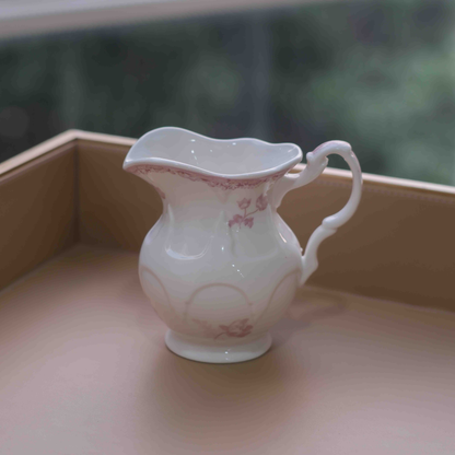 White Porcelain Creamer Jar with Floral Print
