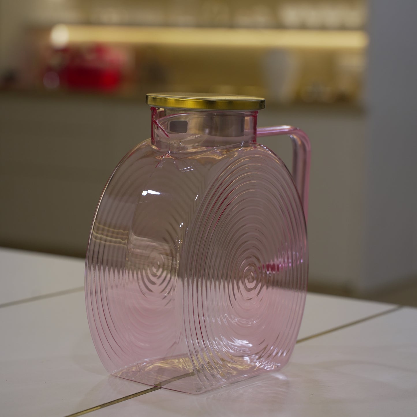 Pink Glass Jug Carafe Pitcher Decanter
