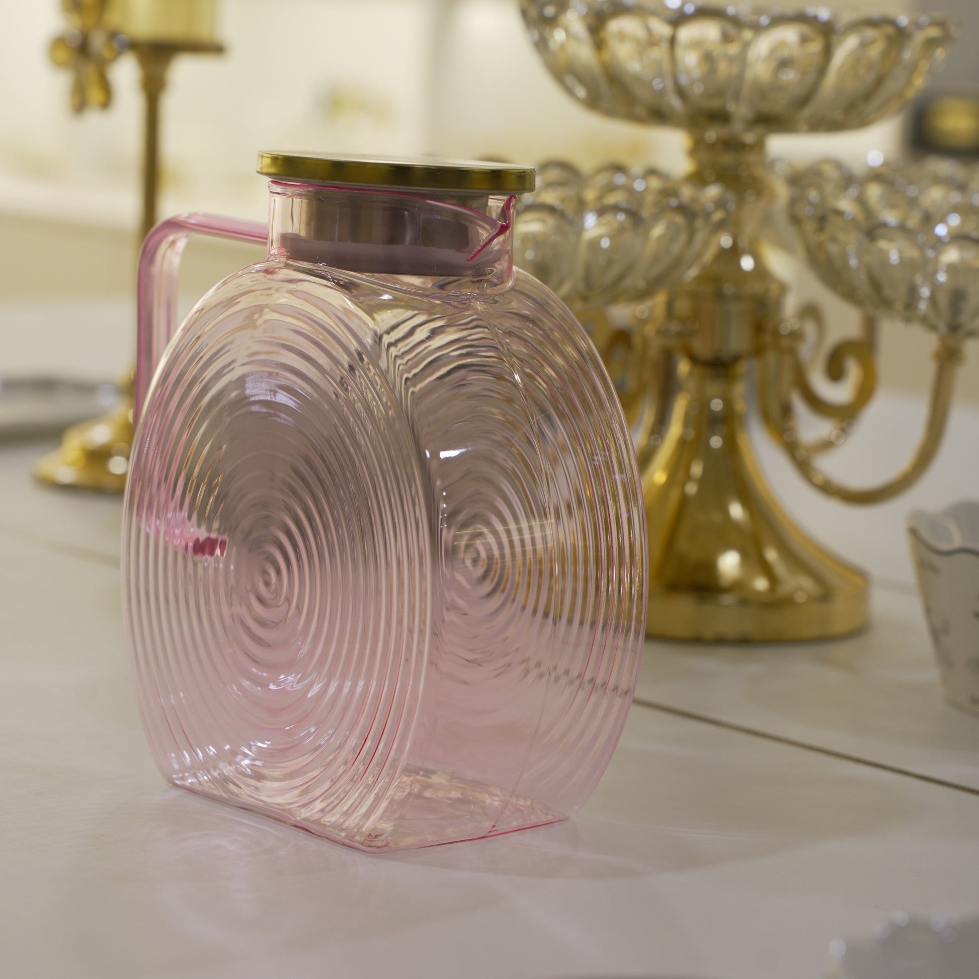 Luxury Pink Glass Jug in Borosilicate Glass