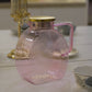 Luxury Pink Glass Jug with Gold Lid