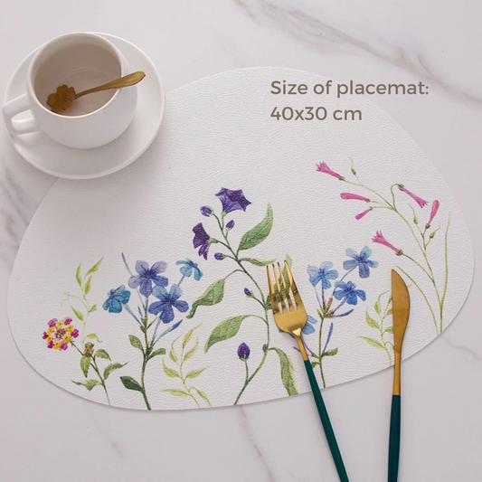 Placemats for dining table - White & Blue - Set of 4 / Set of 6