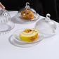 Glass Dessert Plate with Cloche Dome | Ribbed design
