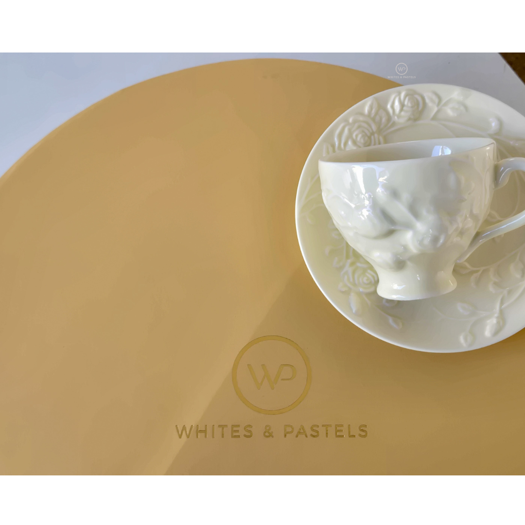 Premium embossed white ceramic tea cup and saucer set of 6