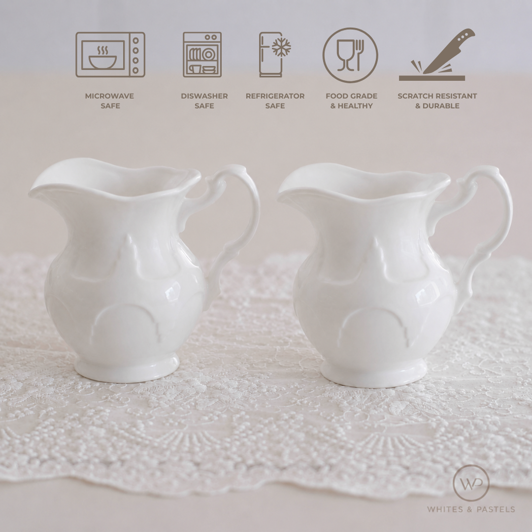 Luxury white ceramic creamer jar for premium dining tables