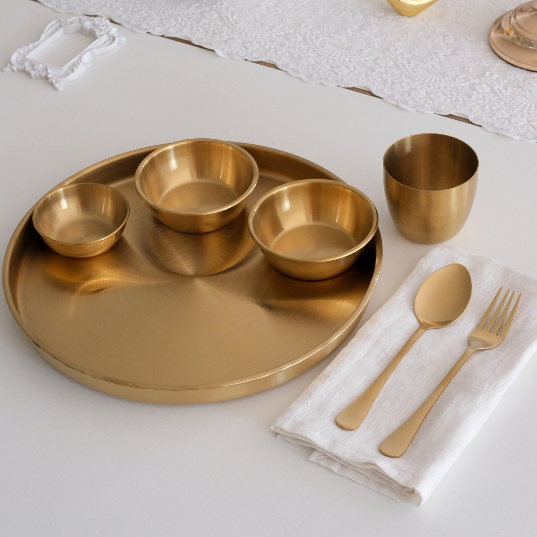 premium-gold-thali-set-with-stainless-steel-dinner-plate-and-serving-bowls