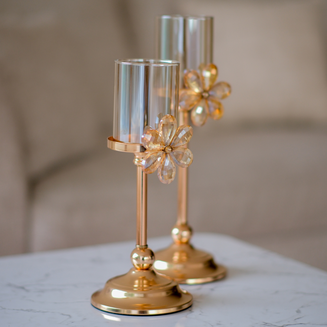 Decorative gold tealight holder for modern interiors