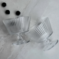 Set of 6 ribbed glass ice cream bowls with elegant pedestal base