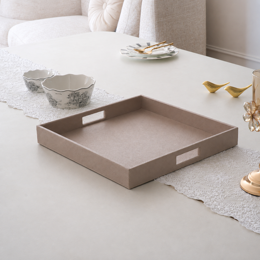 PU leather breakfast tray for breakfast in bed in Rose gold color