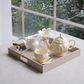  serving tray with two soft handles Rose gold PU leather