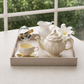 Rose gold square serving tray for serving tea, coffee and refreshments