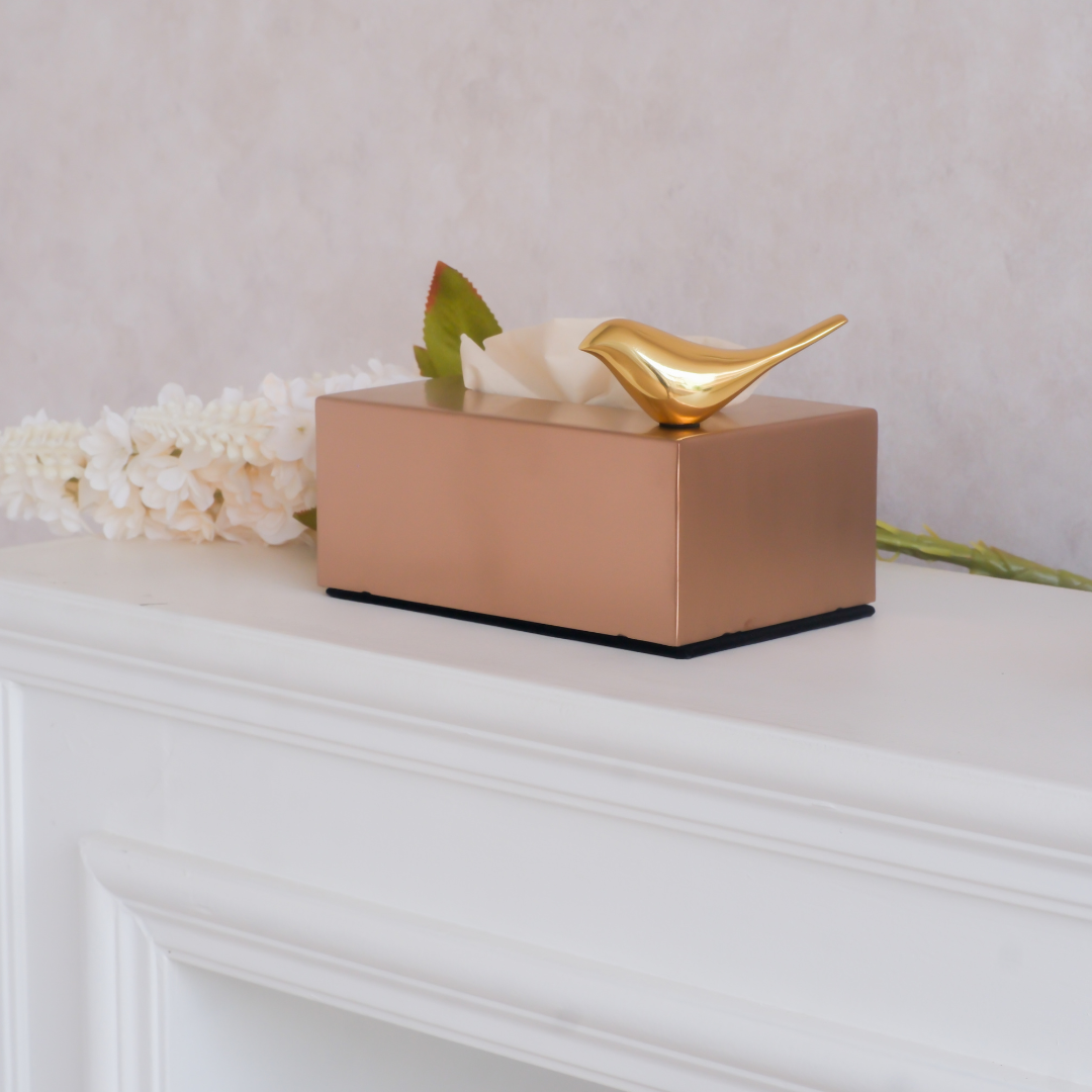 Decorative rose gold tissue box for bedside and coffee tables