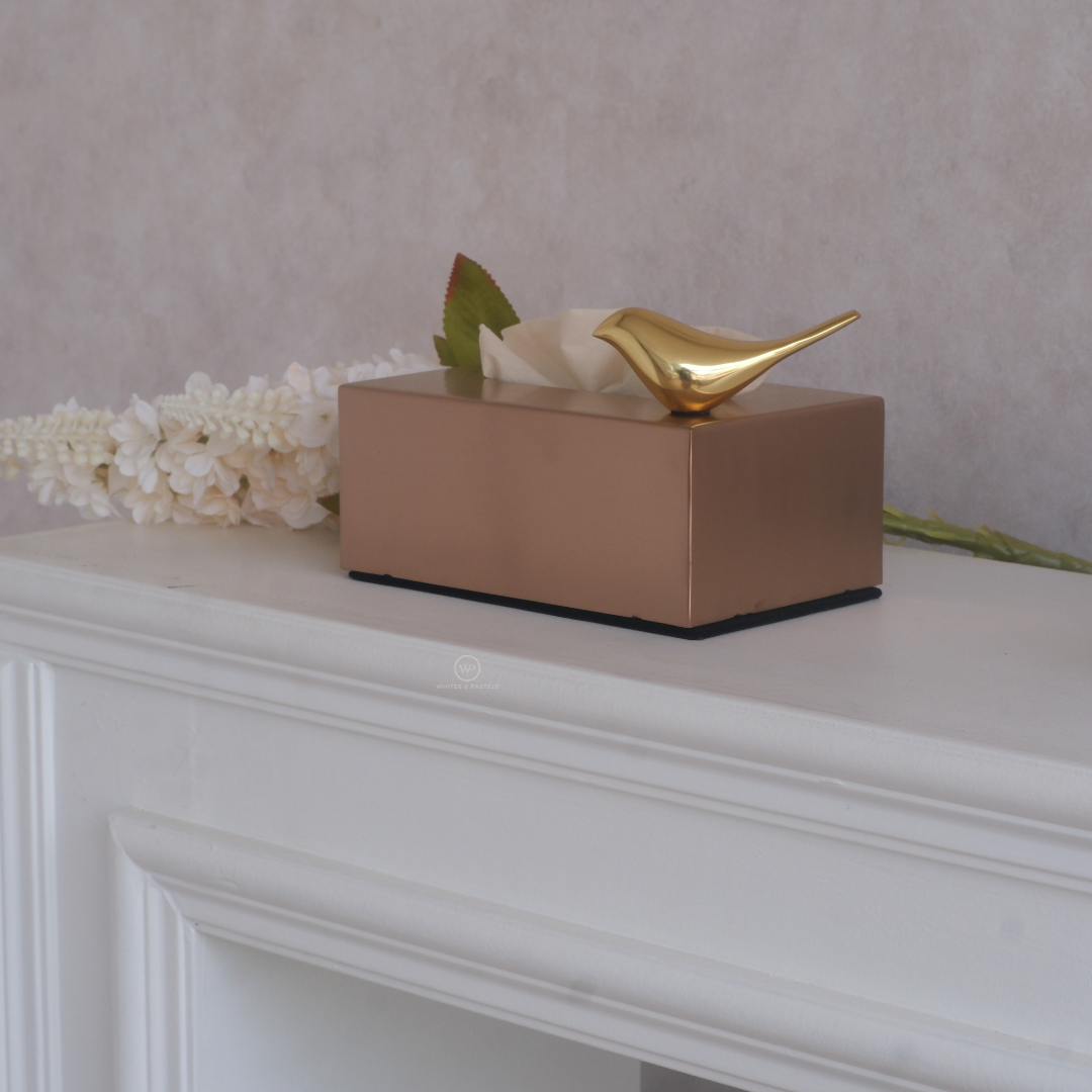 Luxury gifting tissue box with bird figurine design