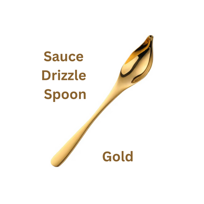 Sauce Drizzle Spoon with Spout – Gold & Silver | 304 Grade Plating Tool for Desserts & Dishes - Measuring cups and spoons (Photo 3)