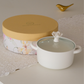 White Serving Bowl with Flower Glass Lid | 1500 ml | Luxury Casserole Pot