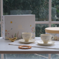 European Embossed Tea Cup and Saucer | Ivory