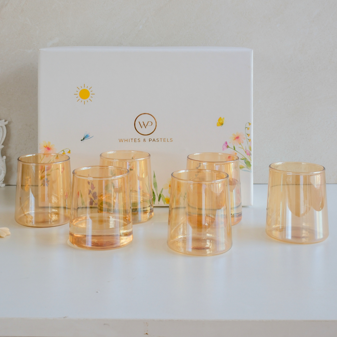 Set of 6 Brown Glass Tumblers – Luxury Gift Box