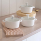 Spacious white ceramic serving bowl with glass lid for family dining