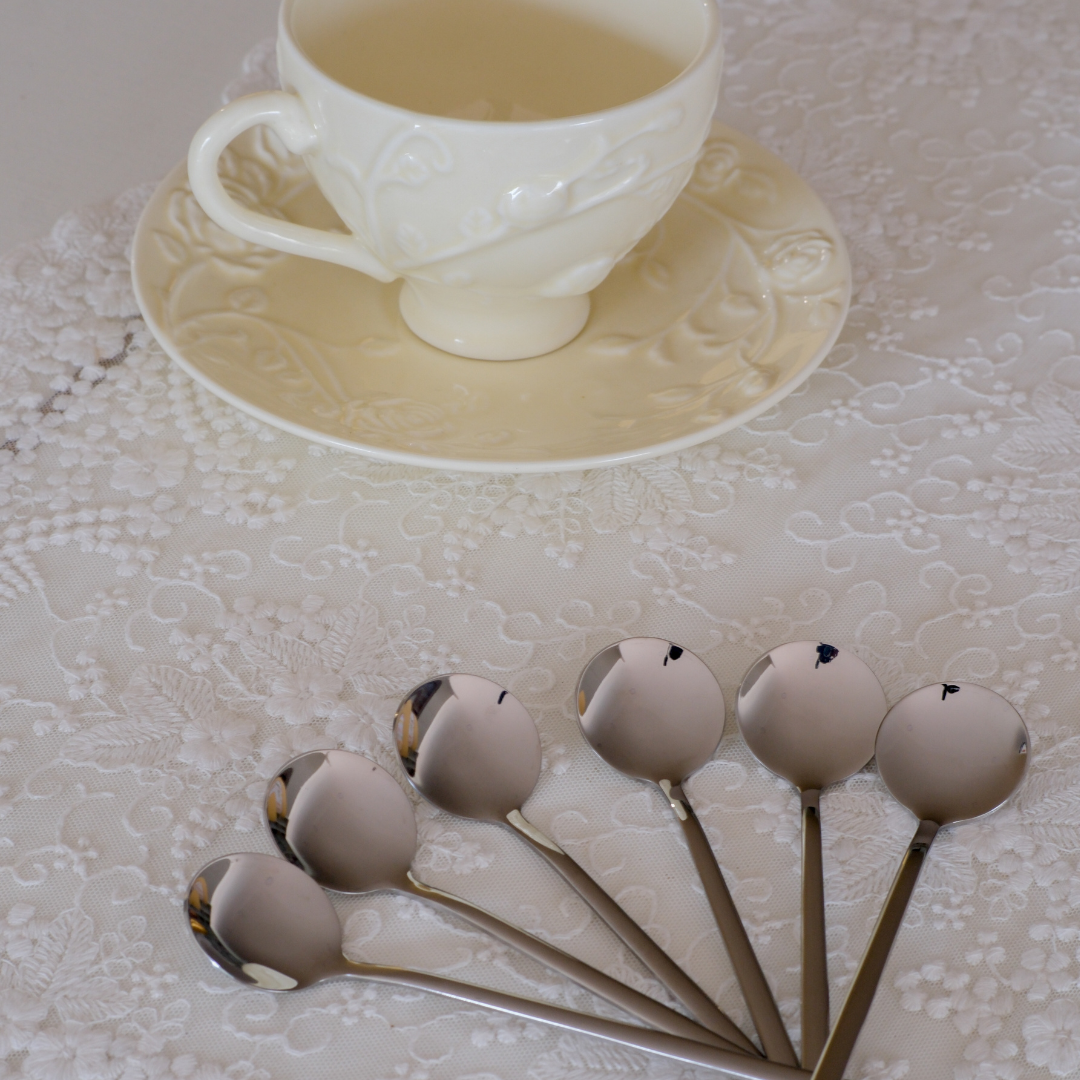 Luxury Tea Dessert Coffee Spoons | Set of 6 | Gold & Silver | 304 Grade Stainless Steel