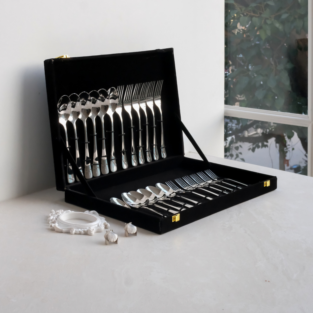 Set of 24 Classic Silver Cutlery Set | 304 SS
