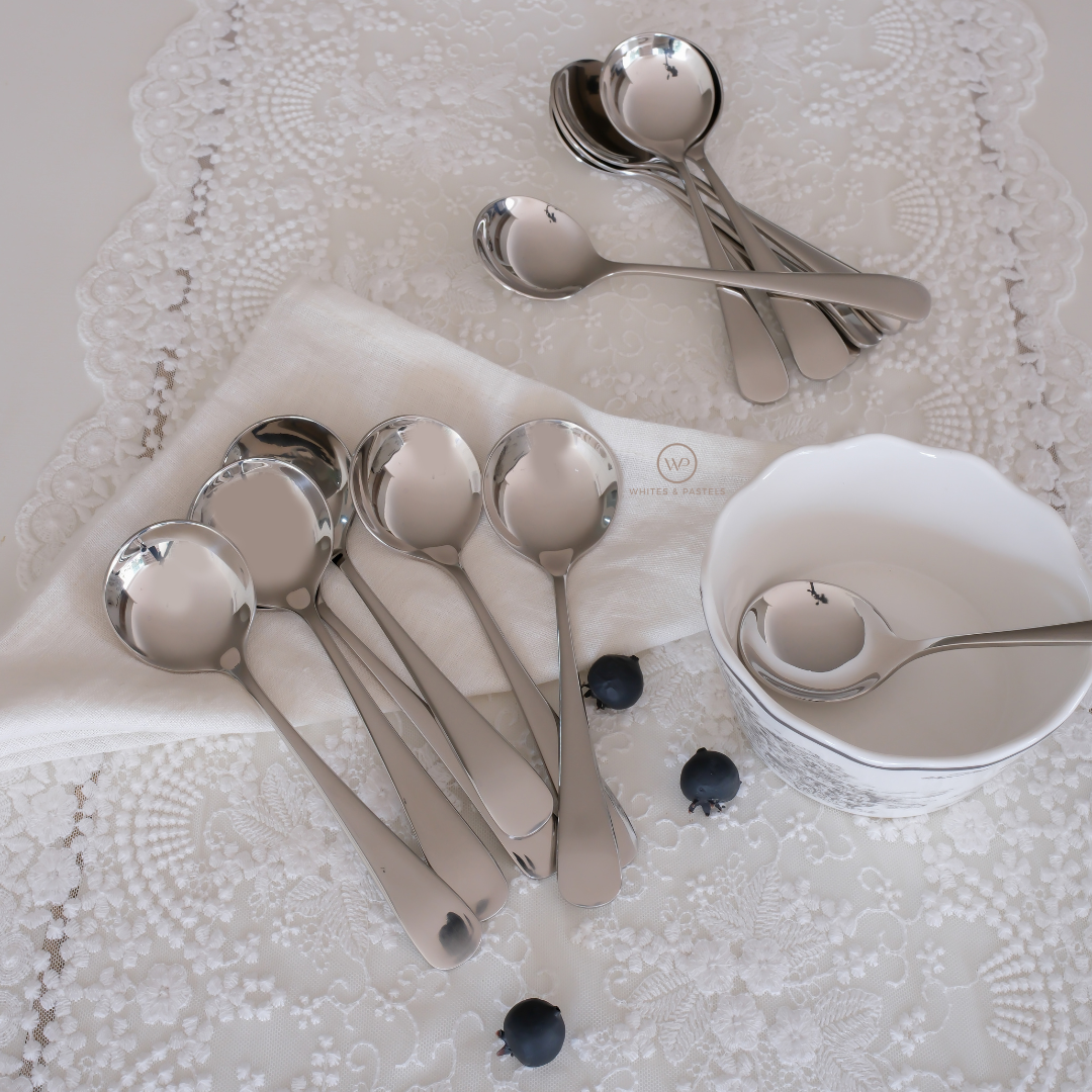 Soup Spoons | Silver & Gold | Set of 6 or 12