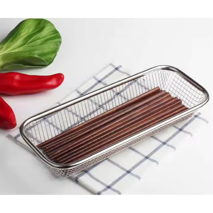 Silver food-safe serving basket for fries and snacks