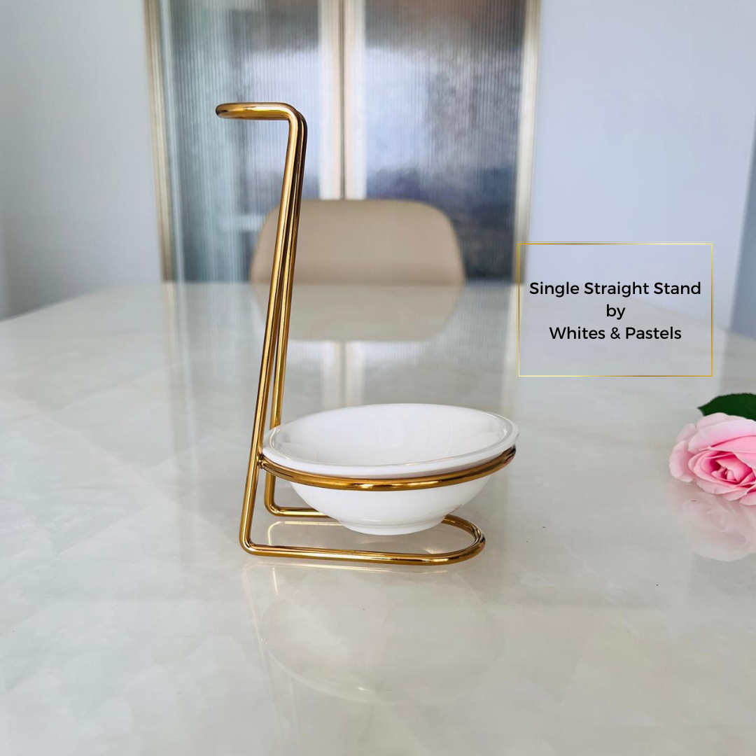 Stand for Serving Spoon - Gold & Silver - Single (Ceramic Bowl included)