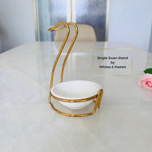 Stand for Serving Spoon - Gold & Silver - Single (Ceramic Bowl included)