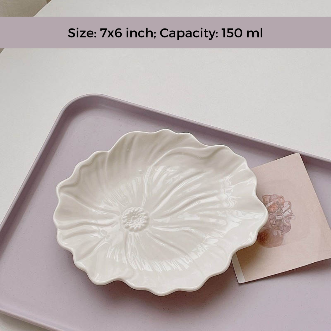 French Embossed Snack Plate - 6 inch Cherry Blossom shape