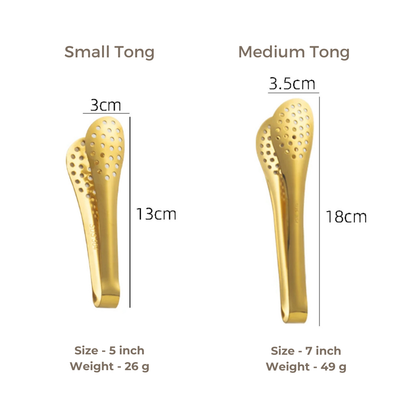 Small Serving Tongs – Luxury Stainless Steel - Gold & Silver
