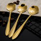 Set of 8 Gold Flower Dessert Spoons