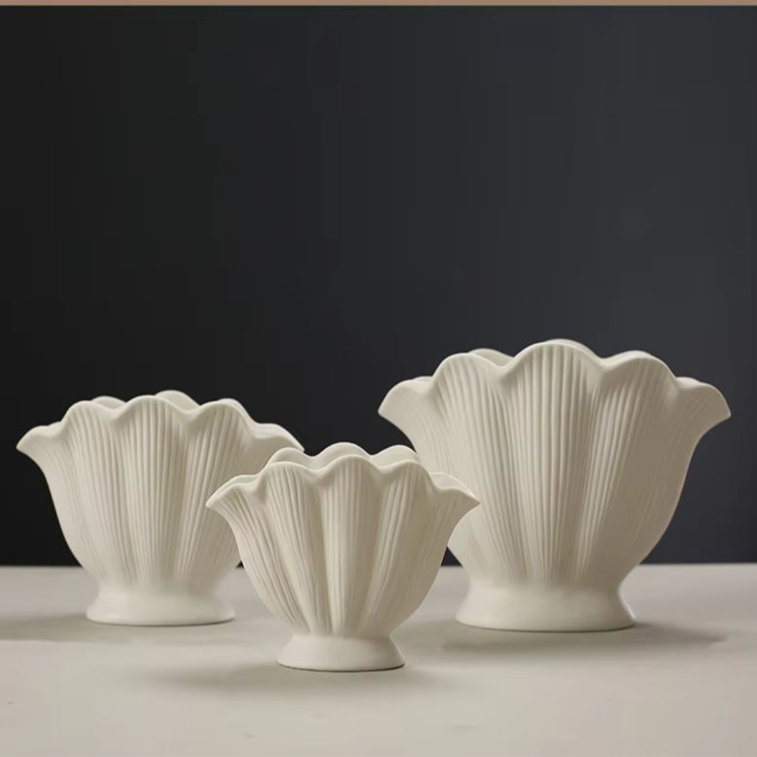 Small, medium, large ceramic vases in  matt white finish