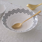 Modern gold spork perfect for enjoying salads, noodles, pasta and desserts.