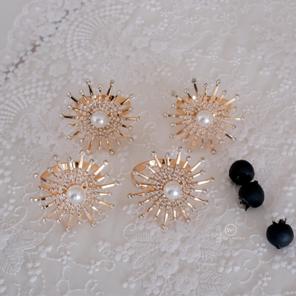 Napkin Rings | Sun Design | Metal & Stonework | Set of 4/6/8