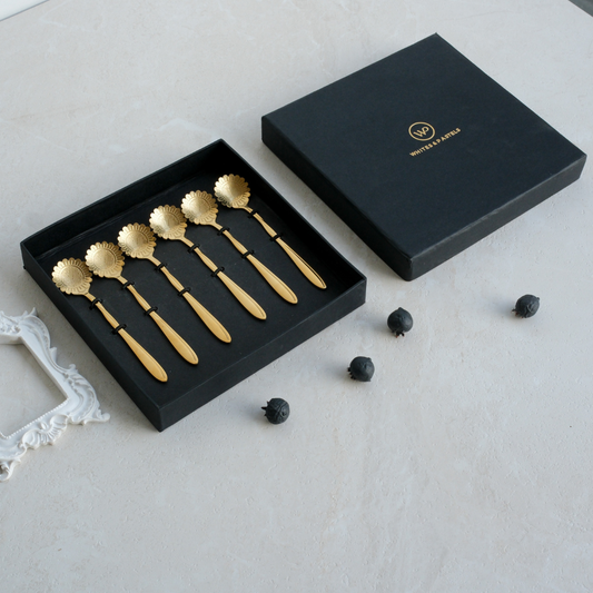 Small Dessert & Tea Spoons (Set of 6) | Sunflower Gold PVD
