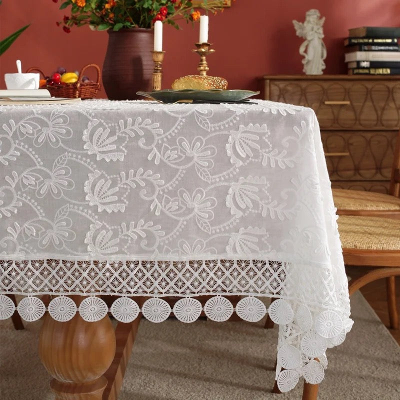 Dining Tablecover for 6 and 8 Seater- European Embroidery & Patch Work - Table Cover
