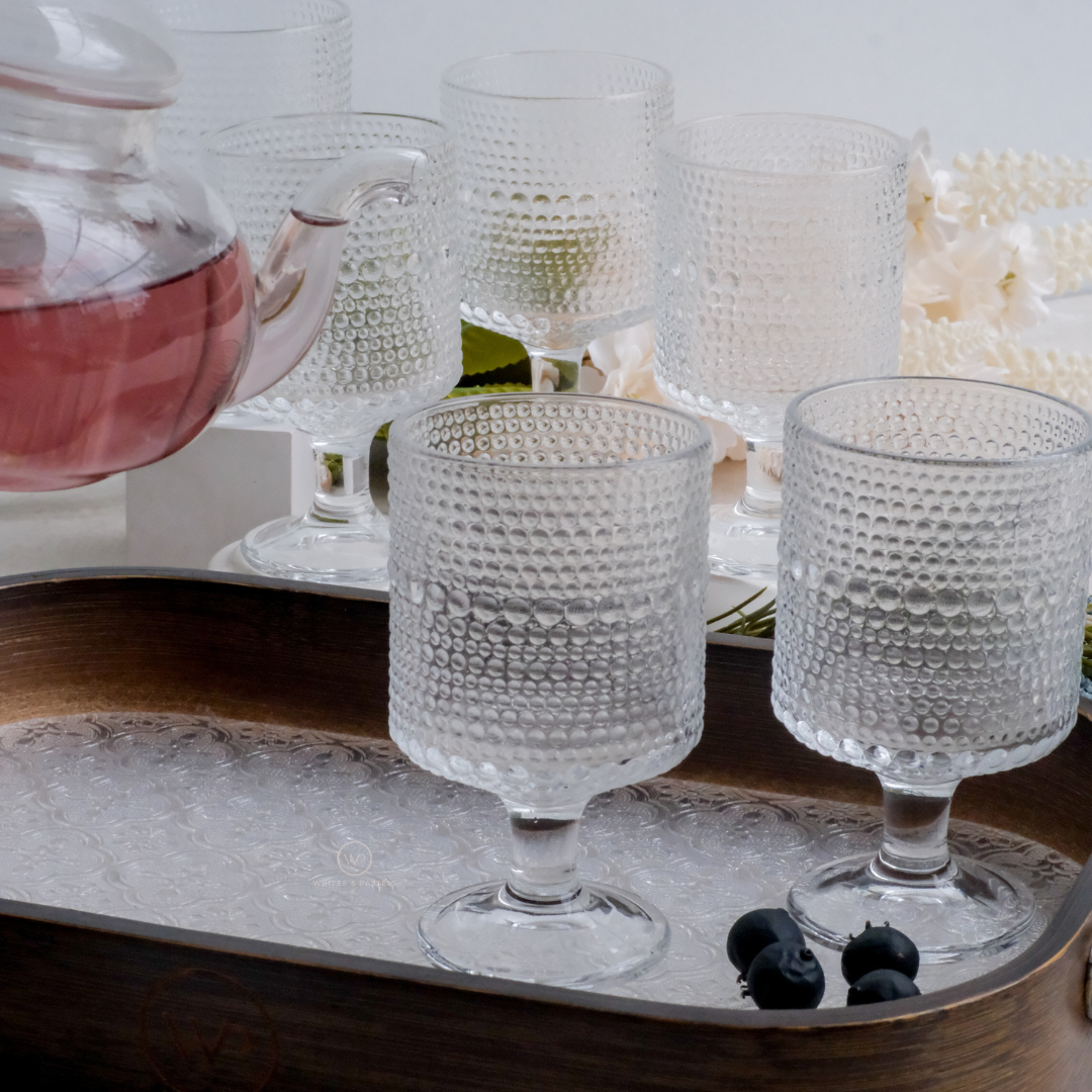 Premium textured wine and juice glasses for home dining