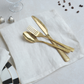Textured gold SS304 dinner cutlery set with spoon, fork, and knife for everyday dining and special occasions.