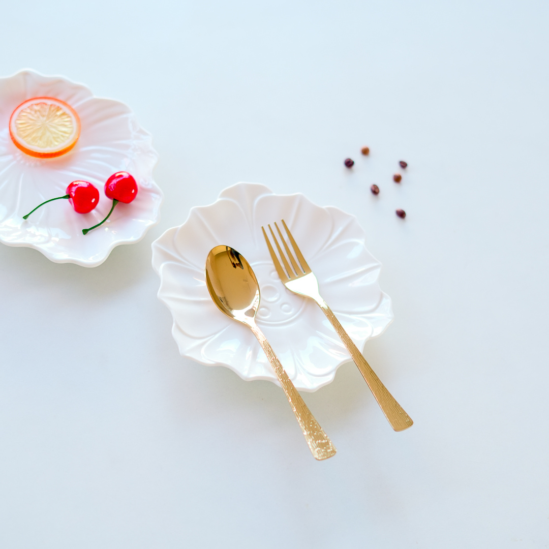 Gold Stainless Steel Spoon and Fork